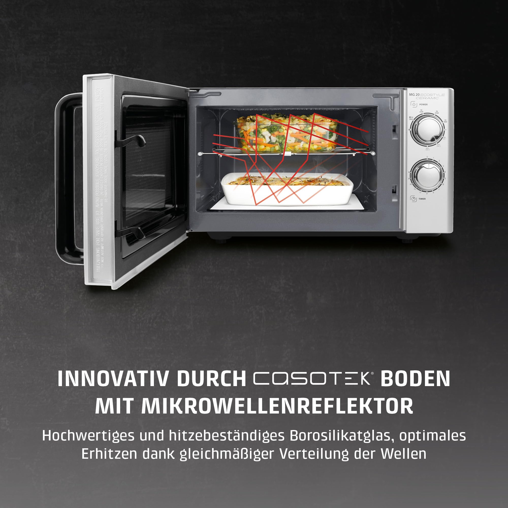CASO MG20 Ecostyle Ceramic Mikrowelle mit Grill 20 Liter