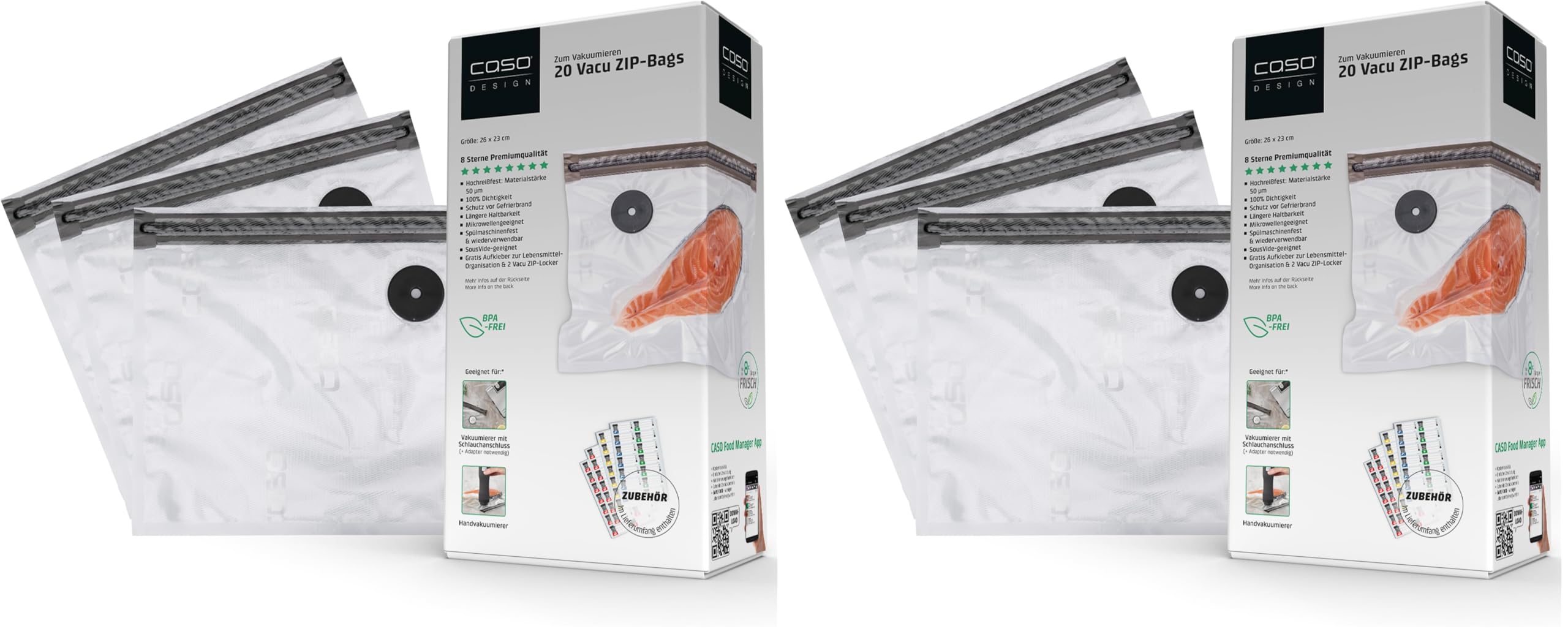 CASO Vacu ZIP-Beutel 26x35 cm Vakuumbeutel 20 Stück