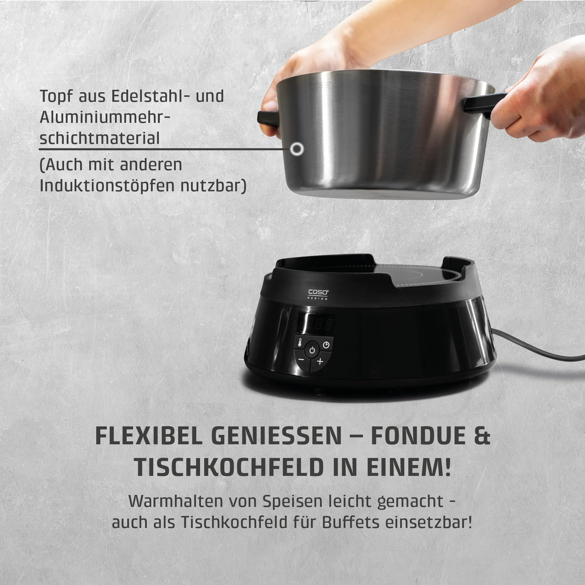 Caso Induktions Fondue 8 Personen Schwarz