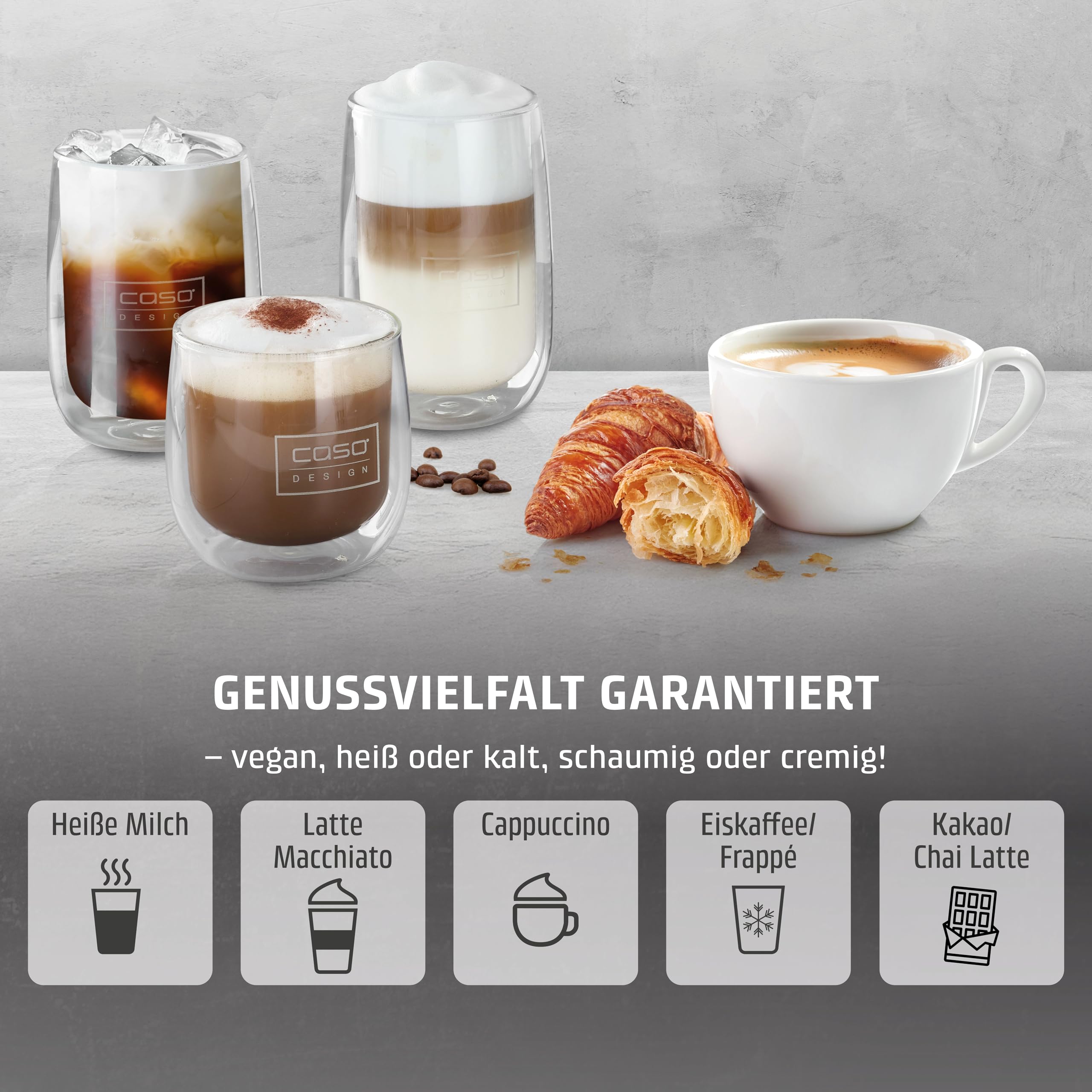 CASO CappuLatte Milchaufschäumer Glas 250/400 ml